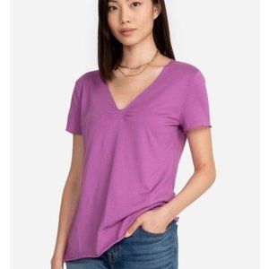 Johnny Was Calmé Purple Pleated V Neck T-Shirt Size XS NWT